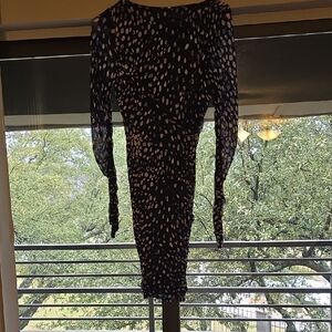 Free People Black and White Patterned Long Sleeve Dress